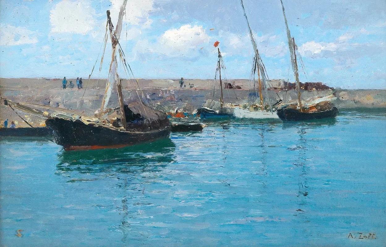 The Landing Pier In Krems by Alfred Zoff - Canvas Print