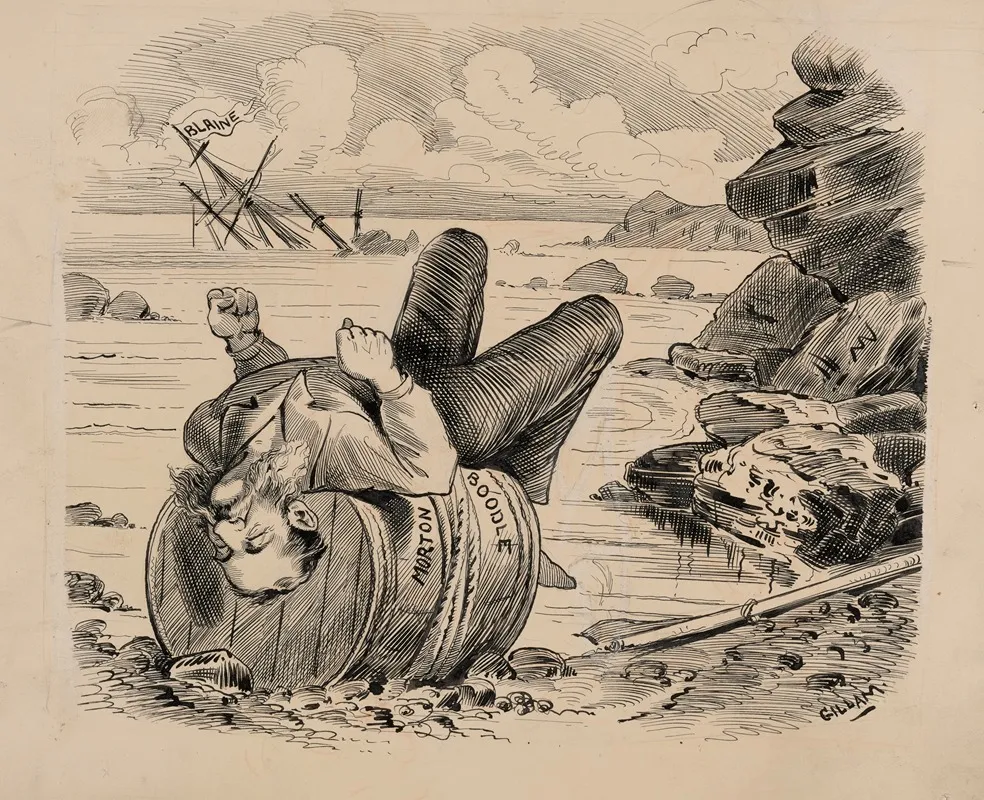 The Last Relic Of The Wreck Even His Barl Could Not Save Him by Bernhard Gillam - Canvas Print