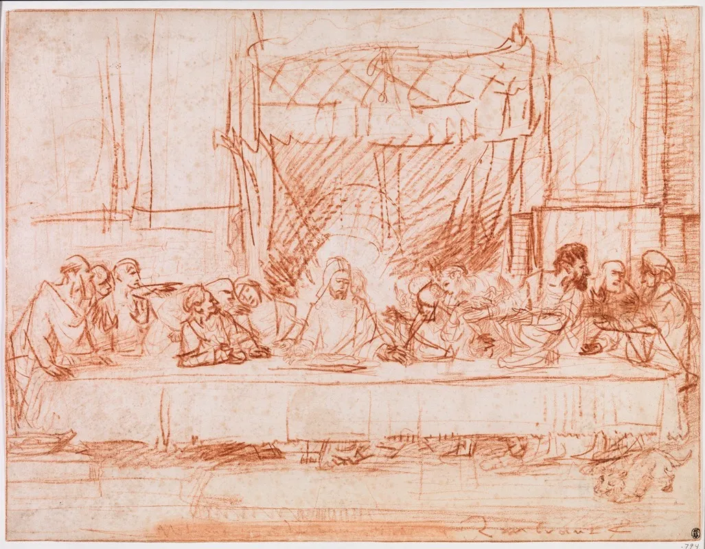 The Last Supper After Leonardo Da Vinci by Rembrandt van Rijn - Canvas Print
