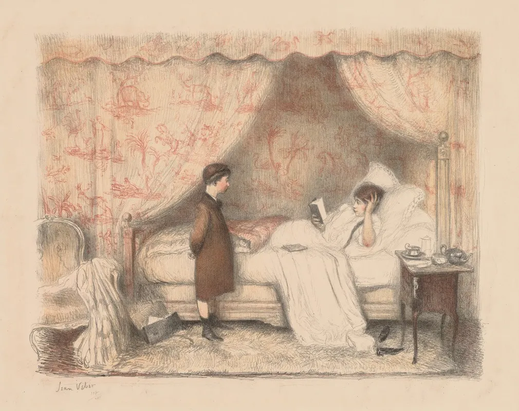 The Lesson 6 by Jean Veber - Canvas Print