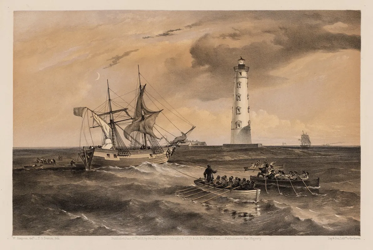 The Light House At Cape Chersonese Looking South by William Simpson - Canvas Print
