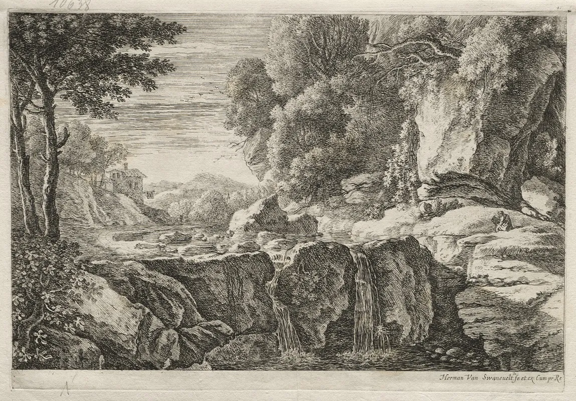 The Little Waterfall by Herman van Swanevelt - Canvas Print