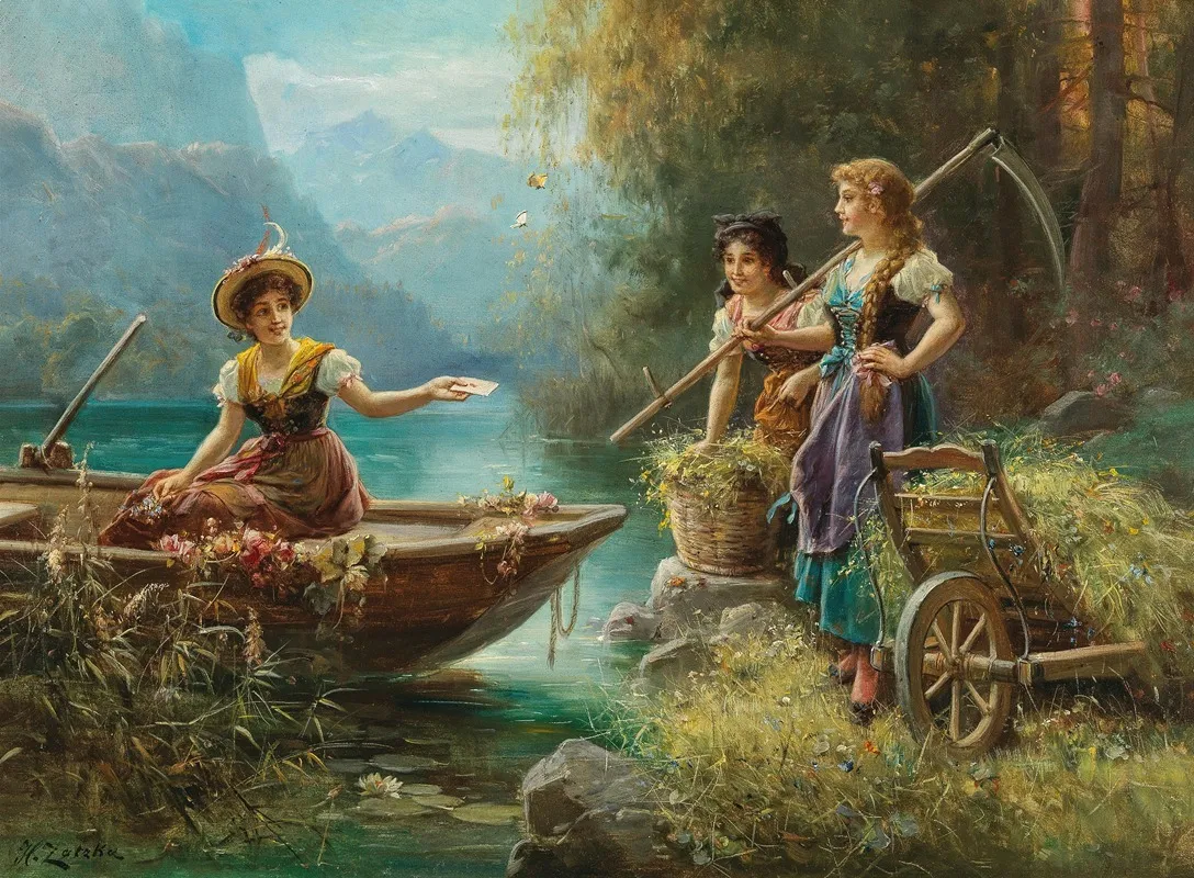 The Love Message 3 by Hans Zatzka - Canvas Print