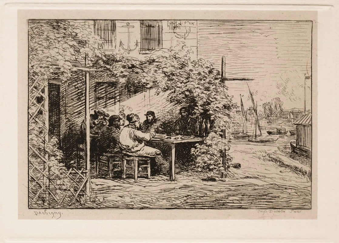 The Lunch Before Going Aboard At Asnieres by Charles François Daubigny - Canvas Print