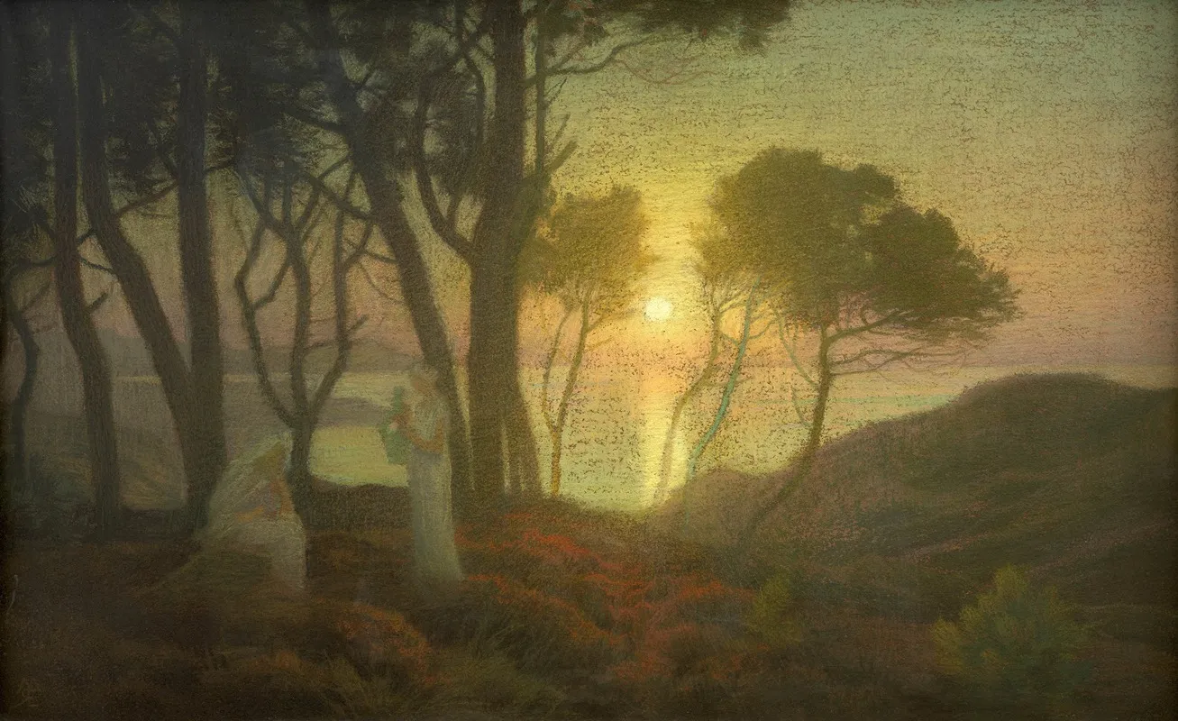 The Lute Player At Dusk by Émile-René Ménard - Canvas Print