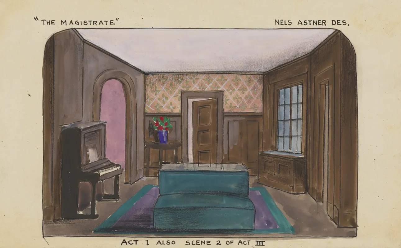 The Magistrate Sketch No 1 Act I Also Scene 2 Of Act Iii Domestic Interior by Nels Astner - Canvas Print
