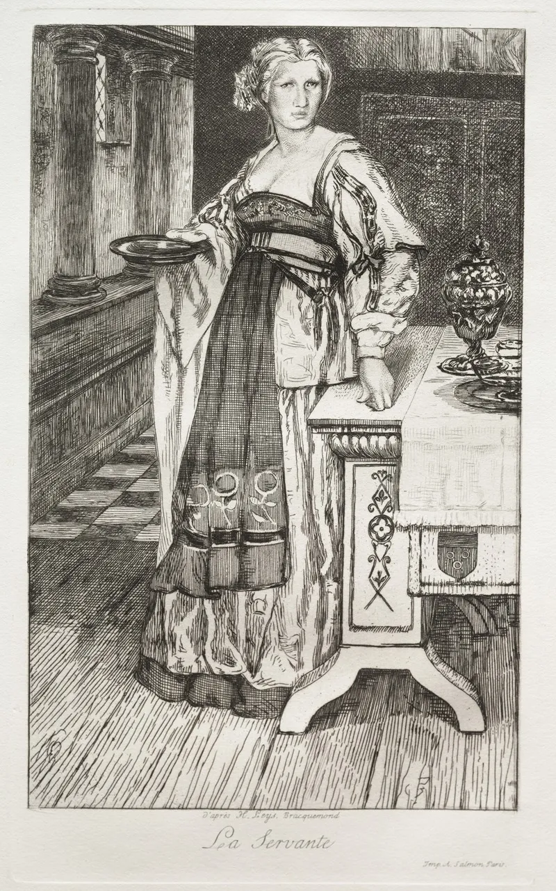 The Maidservant After H Leys by Félix Bracquemond - Canvas Print