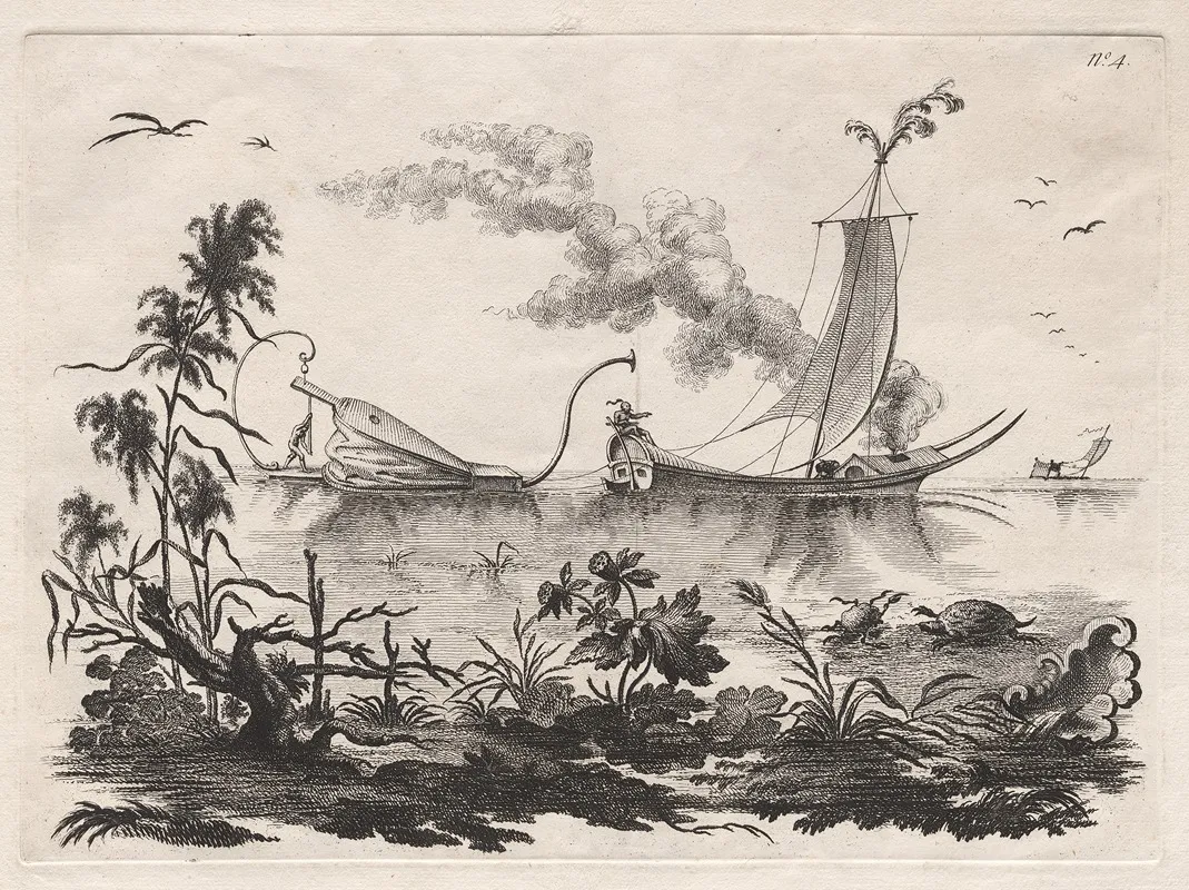 The Manner Of Sailing By The Power Of Bellows Practiced On That Planet by Filippo Morghen - Canvas Print