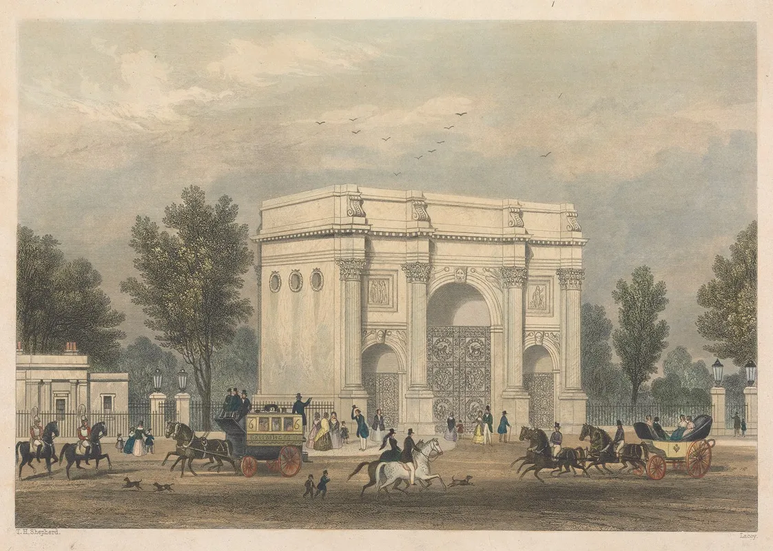 The Marble Arch by Thomas Hosmer Shepherd - Canvas Print