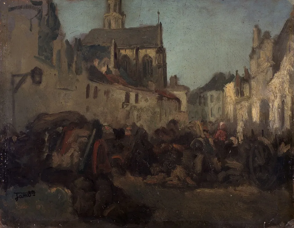 The Market Place 5 by Jan Stobbaerts - Canvas Print