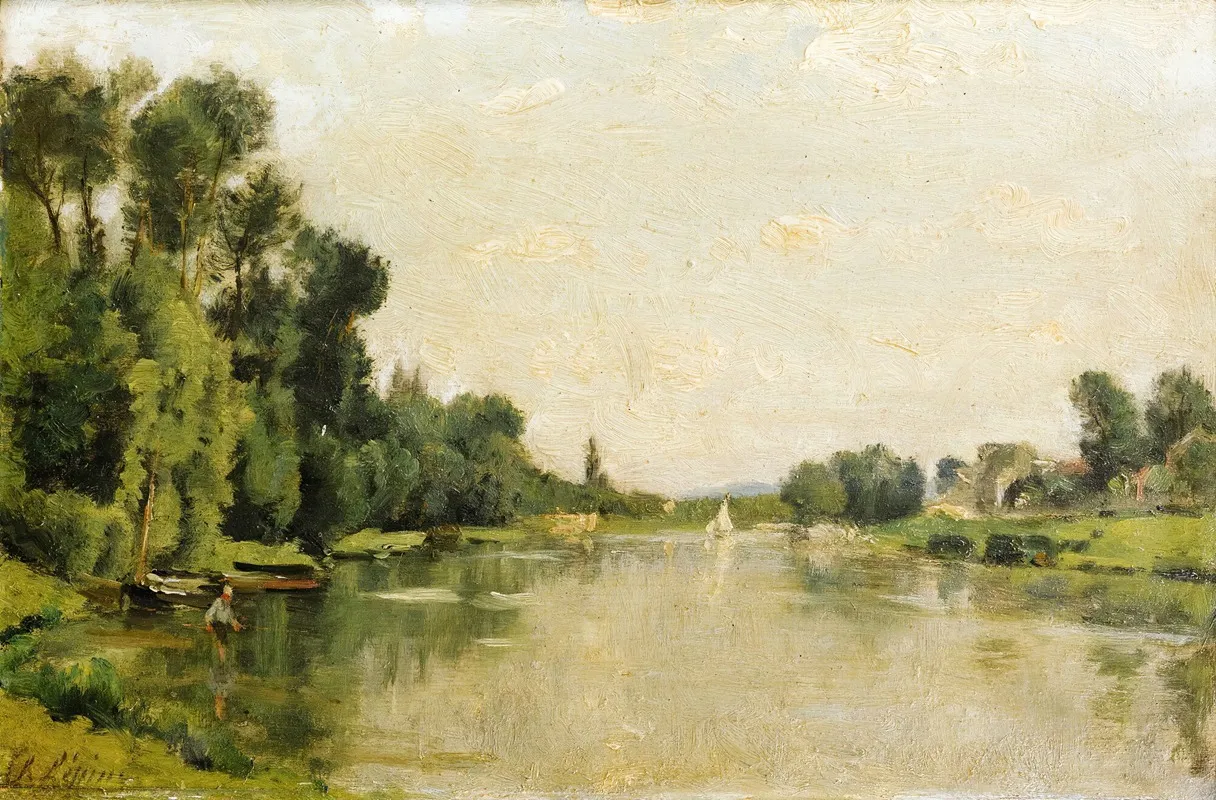 The Marne Between Creteil And Saint Maur The Fisherman by Stanislas Lépine - Canvas Print