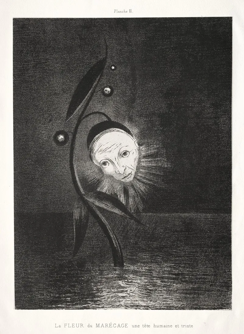 The Marsh Flower A Sad Human Head 2 by Odilon Redon - Canvas Print