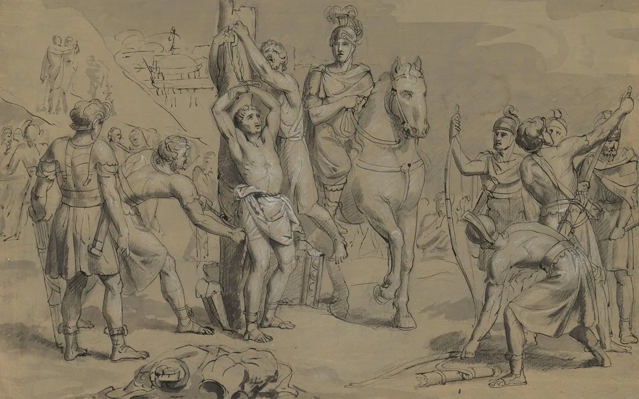 The Martyrdom Of Saint Sebastian 4 by Jean Antoine Verschaeren - Canvas Print