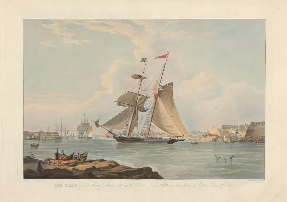 The Mary Joshua Collings Master Entering The Harbour Of La Valletta In The Island Of Malta Dec 5 1835 by Edward Duncan - Canvas Print