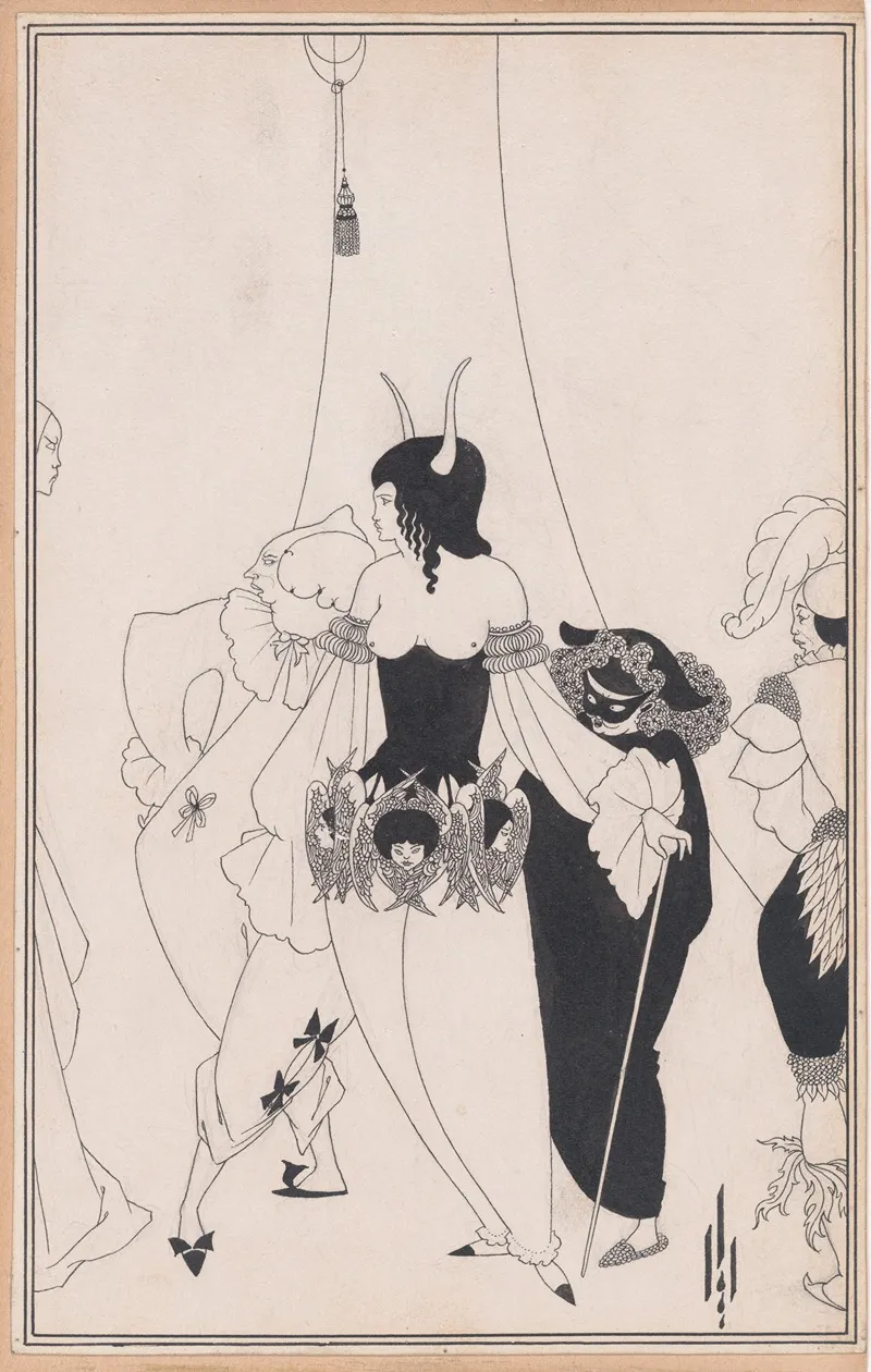 The Masque Of The Red Death For Edgar Allan Poes Tales Of Mystery And The Imagination by Aubrey Vincent Beardsley - Canvas Print