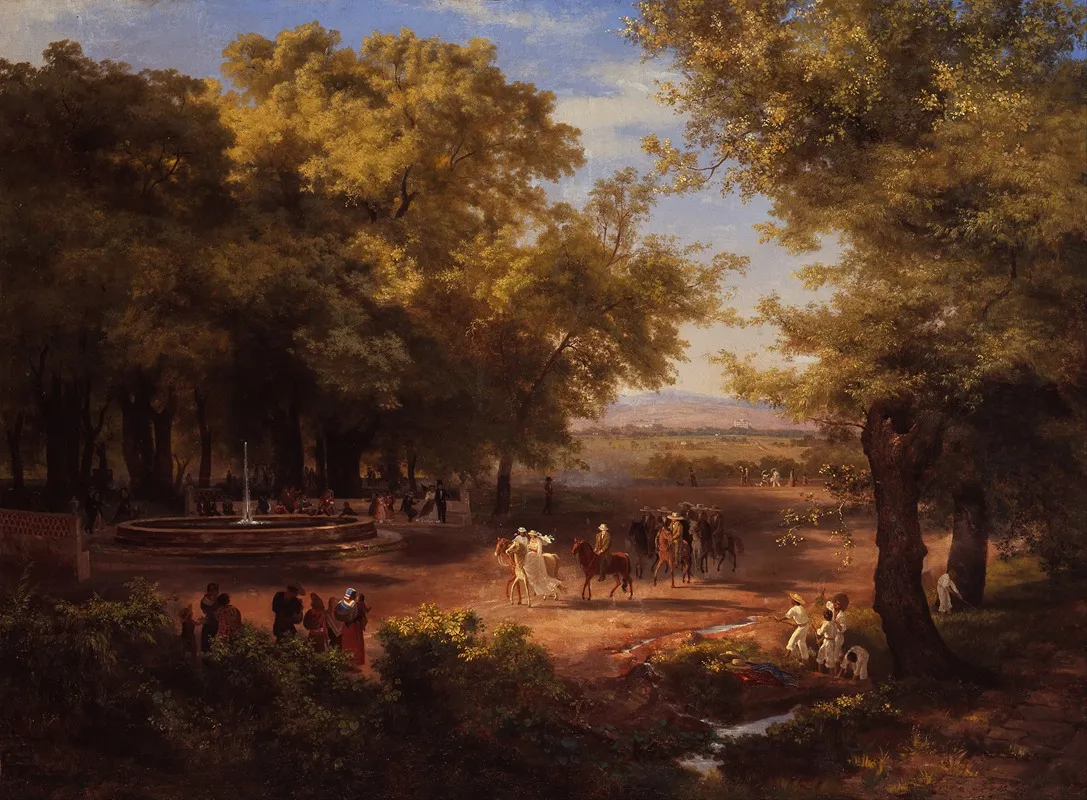 The Mexico City Alameda by José María Velasco - Canvas Print