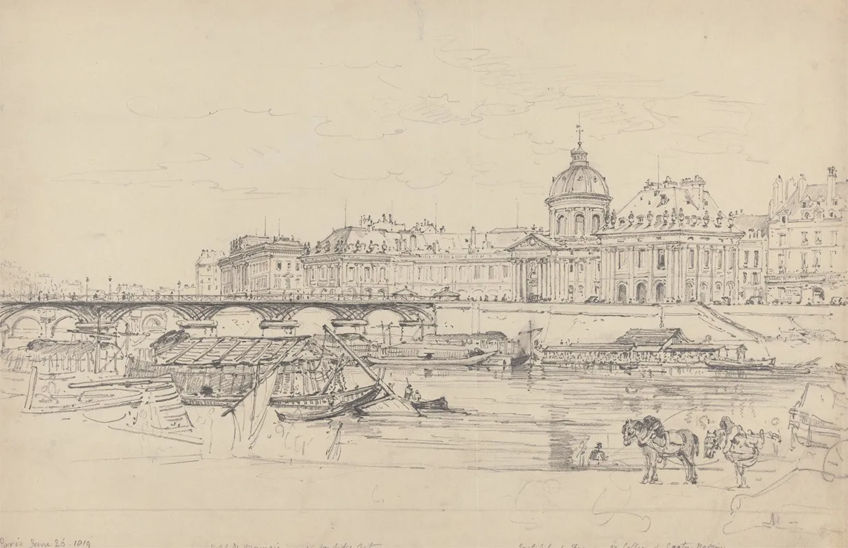 The Mint Pont Des Arts And Linstitut De France Paris by Henry Edridge - Canvas Print