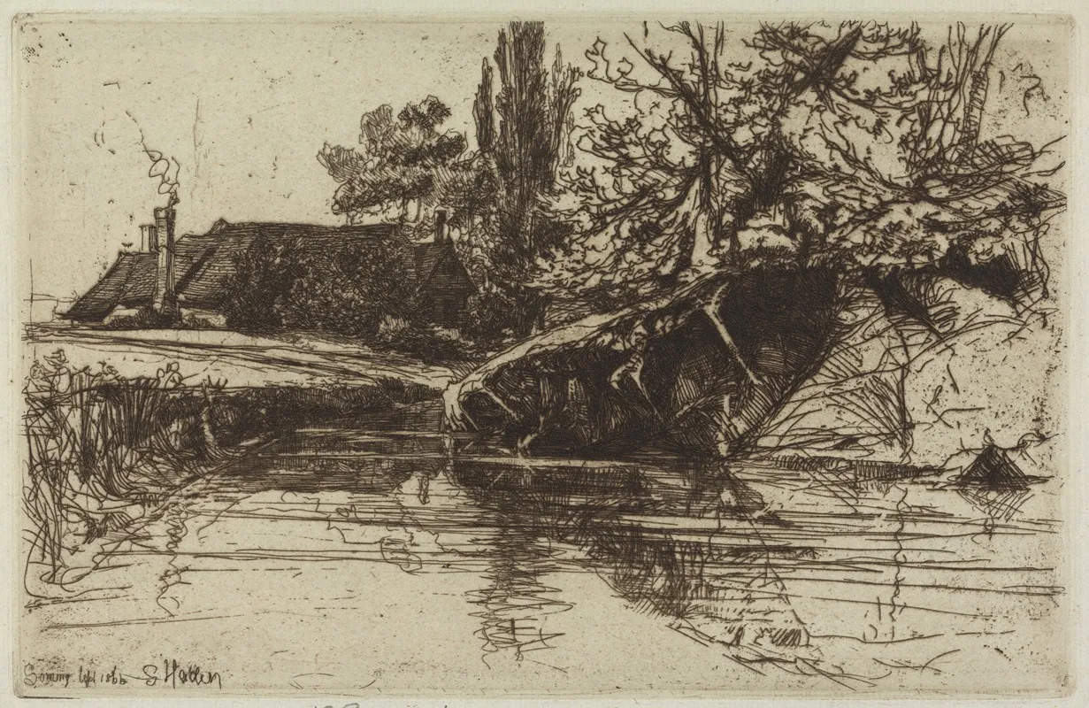 The Moat House by Francis Seymour Haden - Canvas Print