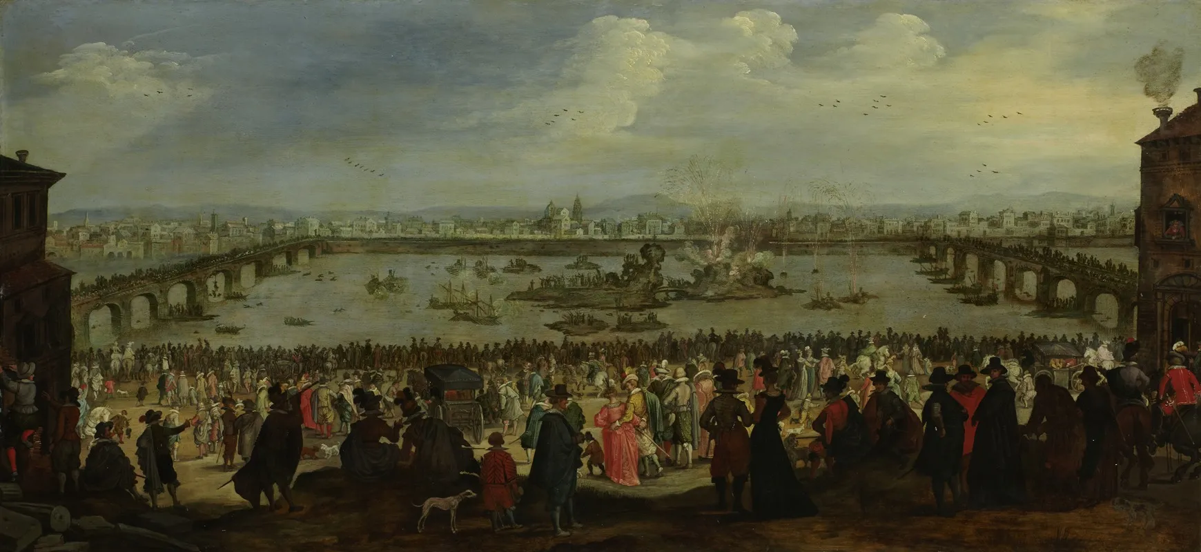 The Mock Battle Between The Weavers And The Dyers Guilds On The Arno In Florence On 25 July 1619 by Dutch Master - Canvas Print