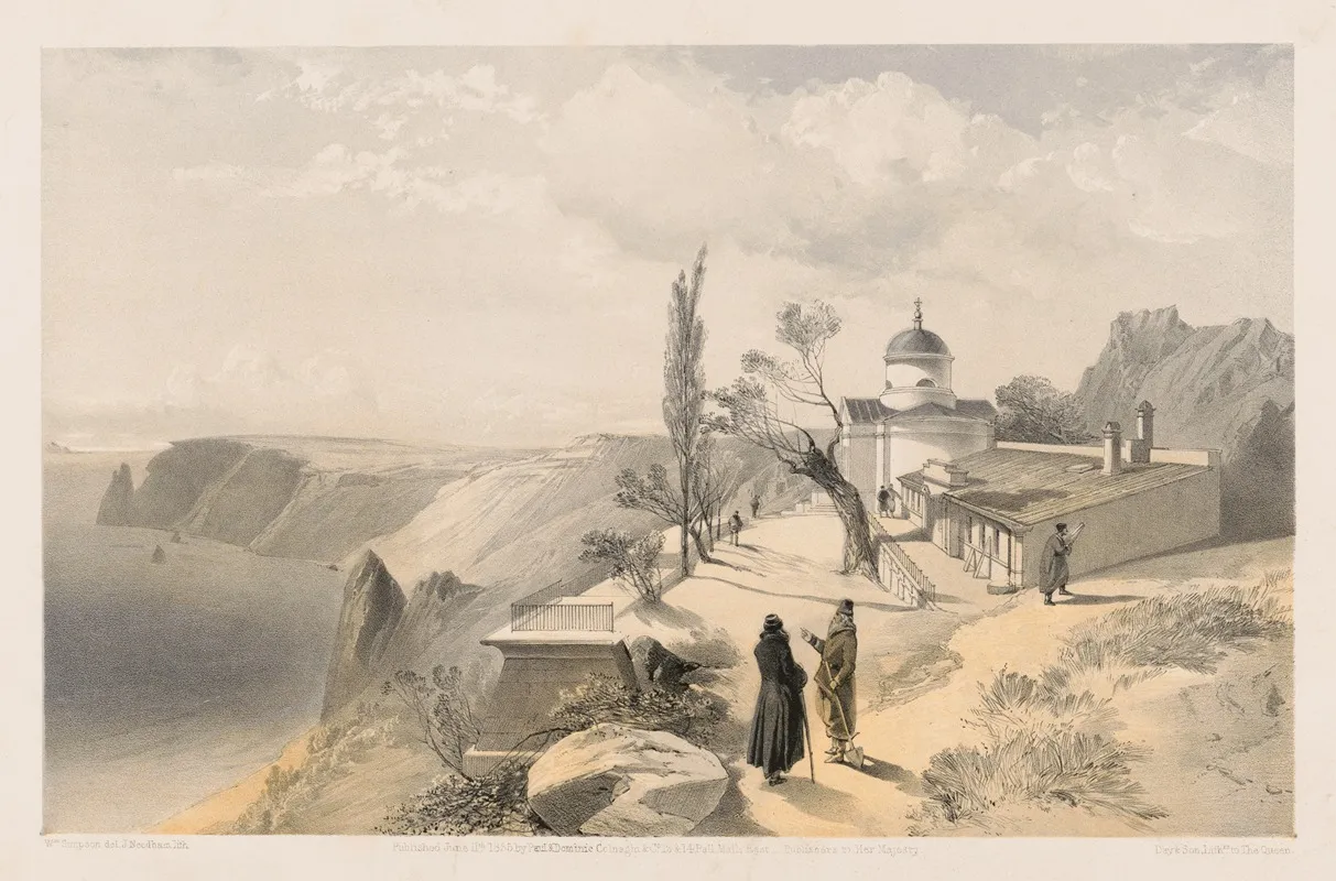 The Monastery Of St George And Cape Fiolente Looking West by William Simpson - Canvas Print