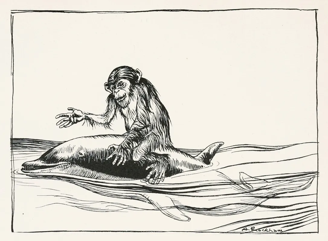 The Monkey And The Dolphin by Arthur Rackham - Canvas Print