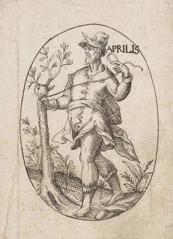 The Month Of April Man Grafting A Branch Onto A Tree by Erasmus Hornick - Canvas Print