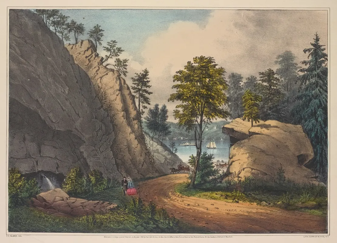 The Mountain Spring Near Cozzens Dock West Point 2 by Fanny Palmer - Canvas Print