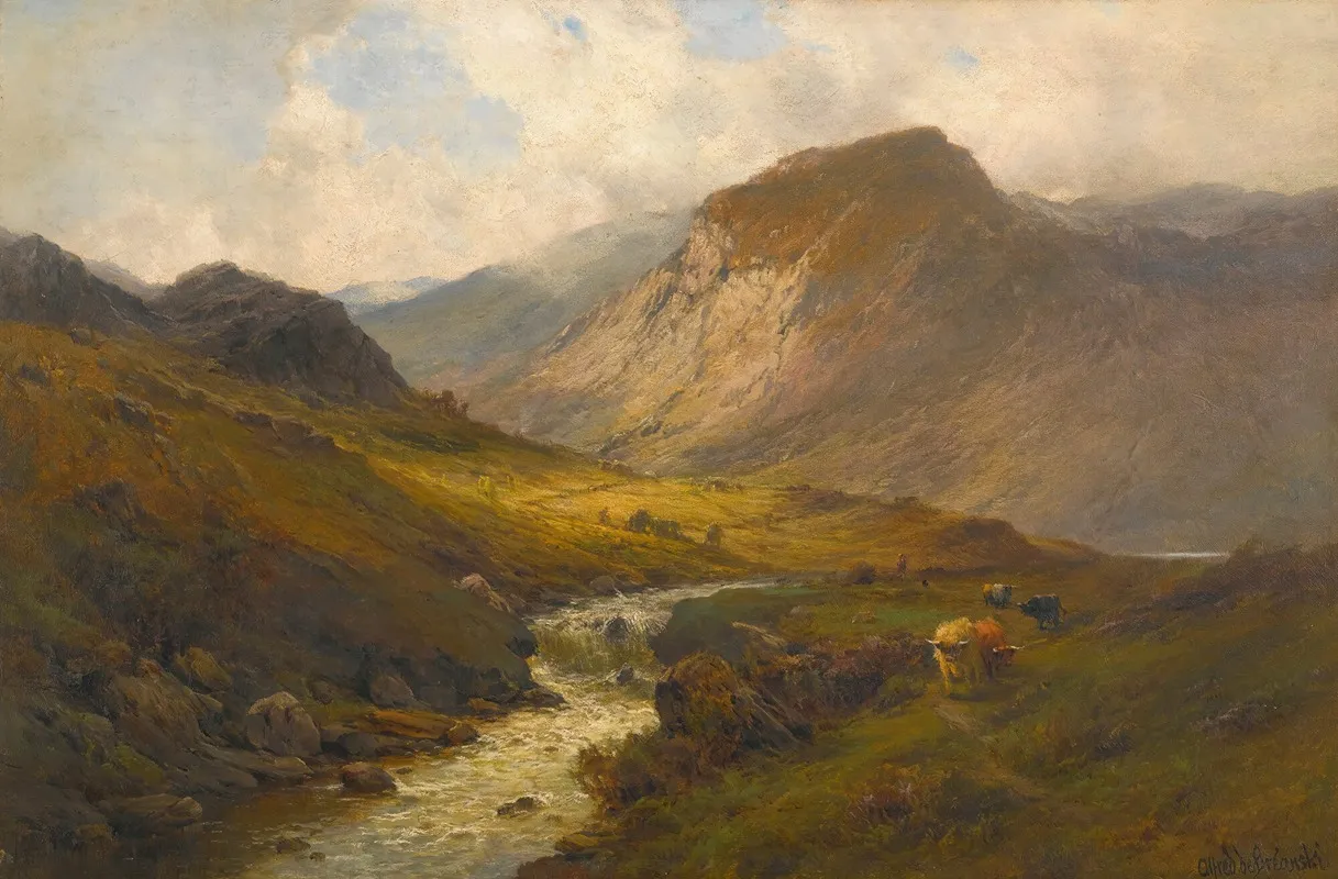 The Na Garr Valley by Alfred de Bréanski - Canvas Print