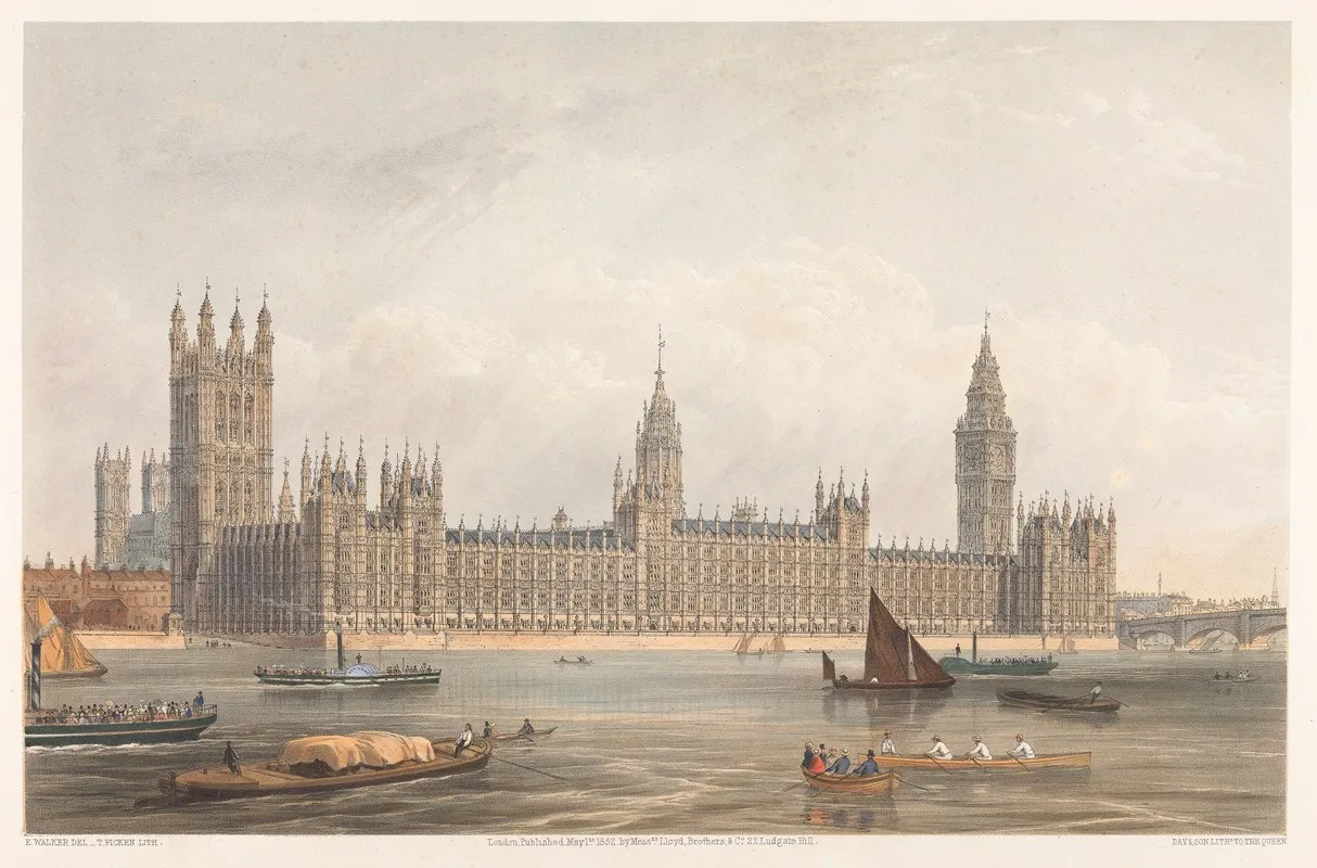 The New Houses Of Parliament by Edmund Walker - Canvas Print