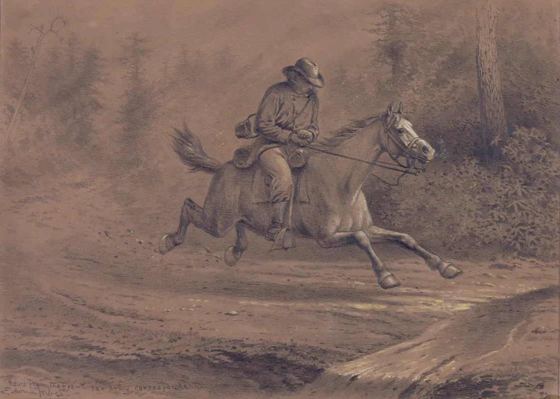 The Newspaper Correspondent by Edwin Forbes - Canvas Print