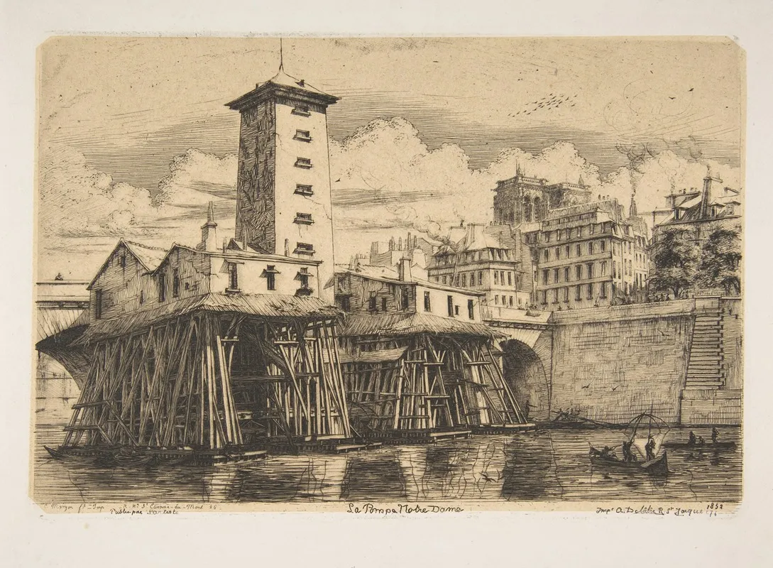 The Notre Dame Pump Paris by Charles Meryon - Canvas Print