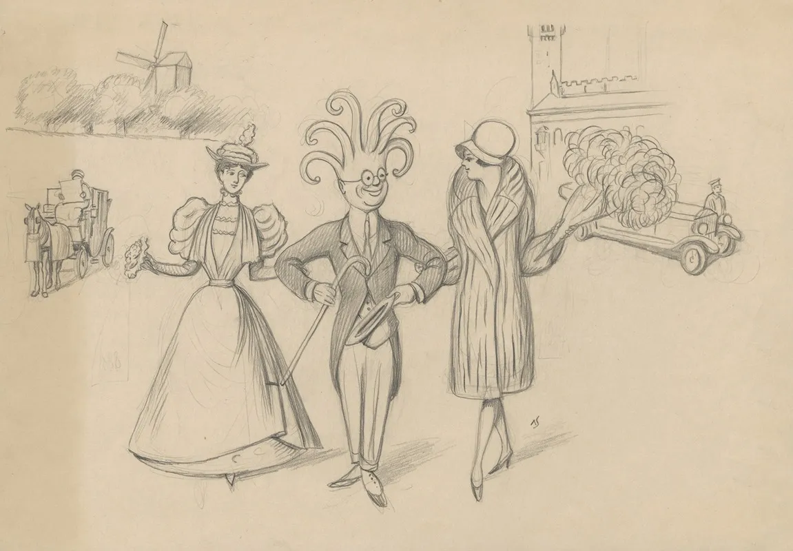 The Octopus Strolls Along With Two Young Ladies On His Arm