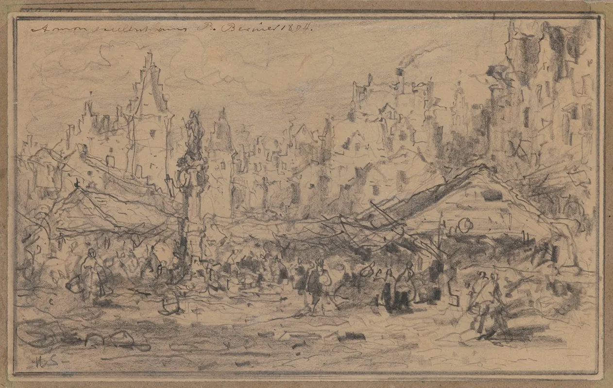 The Old Fishmarket In Antwerp 3 by Henri François Schaefels - Canvas Print