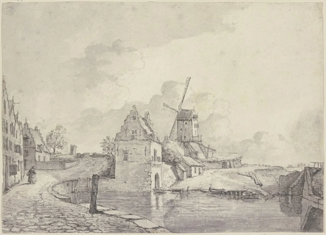 The Old Harbour Of Nijmegen by Gerrit Lamberts - Canvas Print
