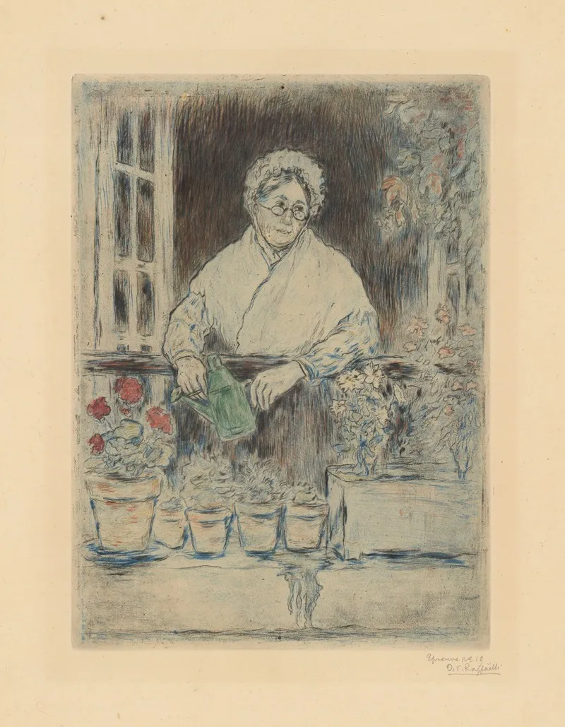 The Old Ladys Garden by Jean François Raffaëlli - Canvas Print