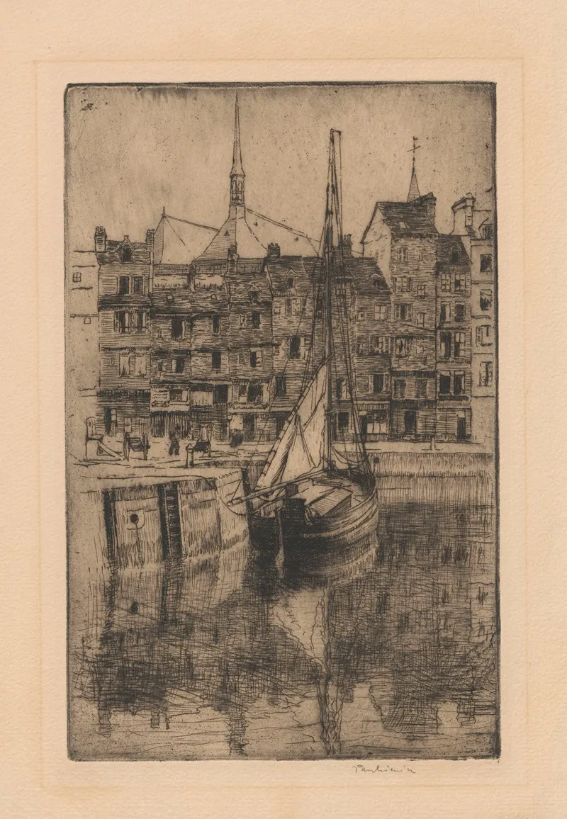 The Old Port In Honfleur State Ii by Józef Pankiewicz - Canvas Print