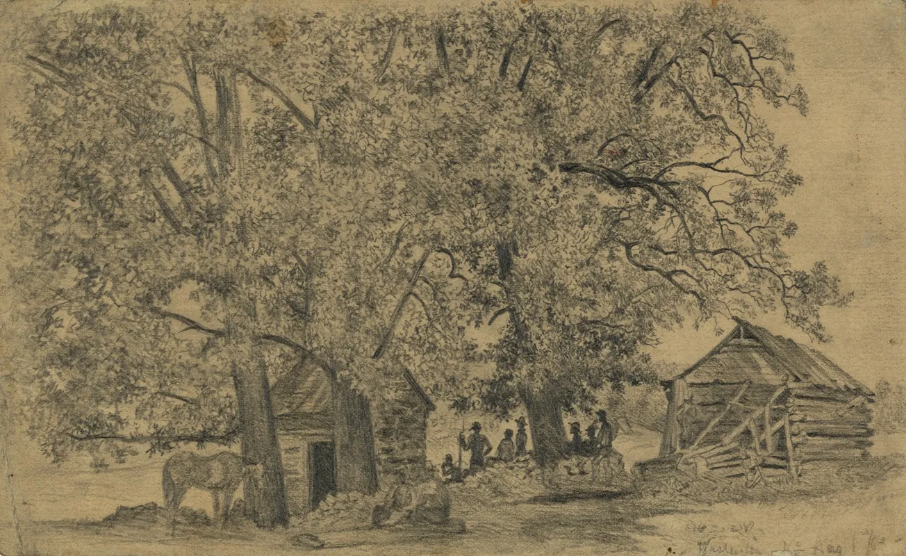 The Old Spring House With Guard by Edwin Forbes - Canvas Print