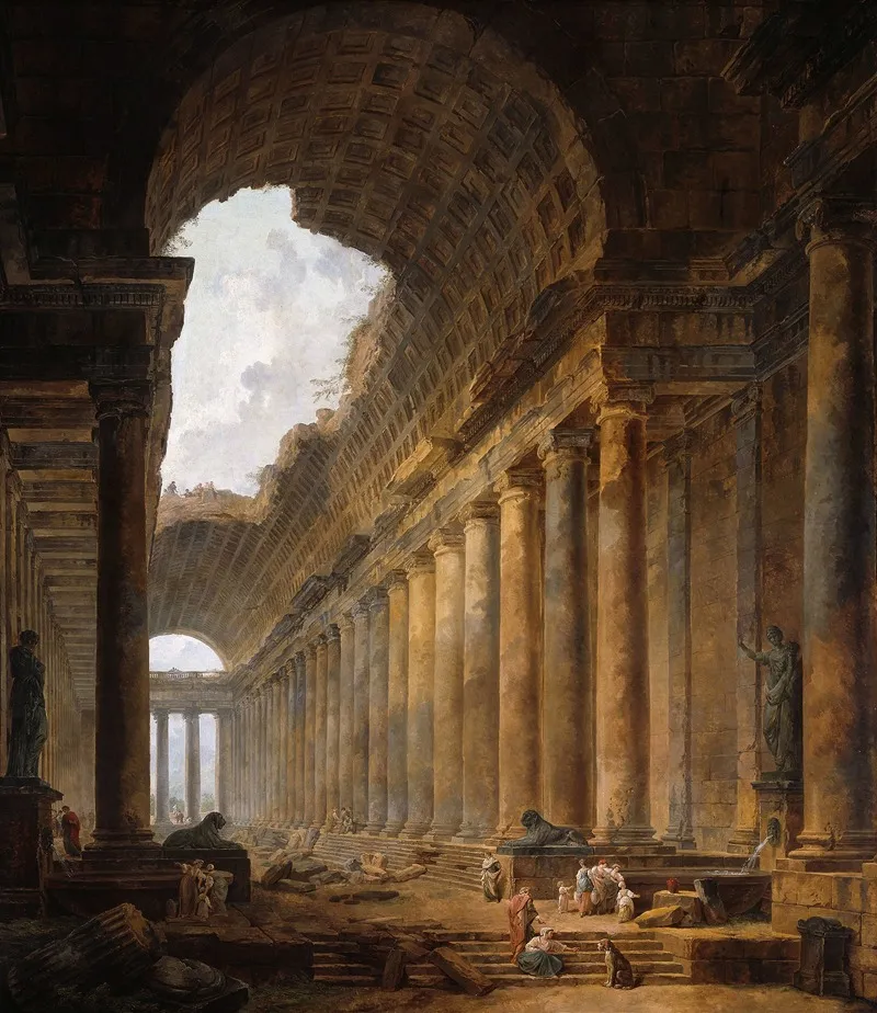 The Old Temple by Hubert Robert - Canvas Print