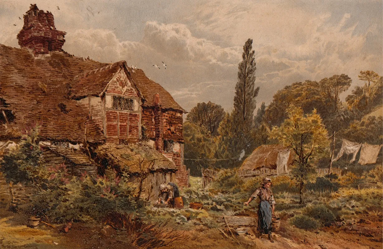 The Old Vicarage by Myles Birket Foster - Canvas Print