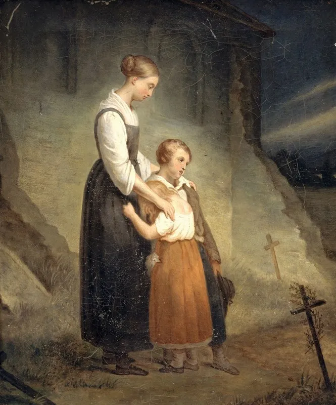 The Orphans by Ary Scheffer - Canvas Print