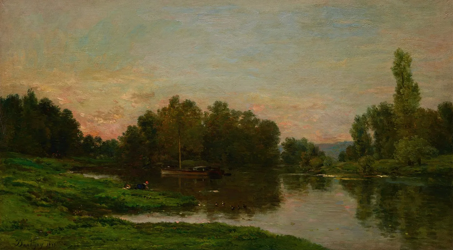 The Painters Barge At The Ile De Vaux On The Oise River