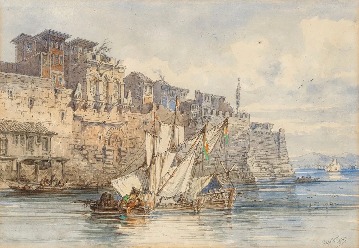 The Palace Of Boukoleon On The Shore Of The Sea Of Marmara by Amadeo Preziosi - Canvas Print