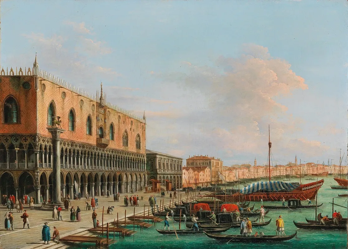 The Palazzo Ducale And The Riva Degli Schiavoni Venice by Giuseppe Bernardino Bison - Canvas Print