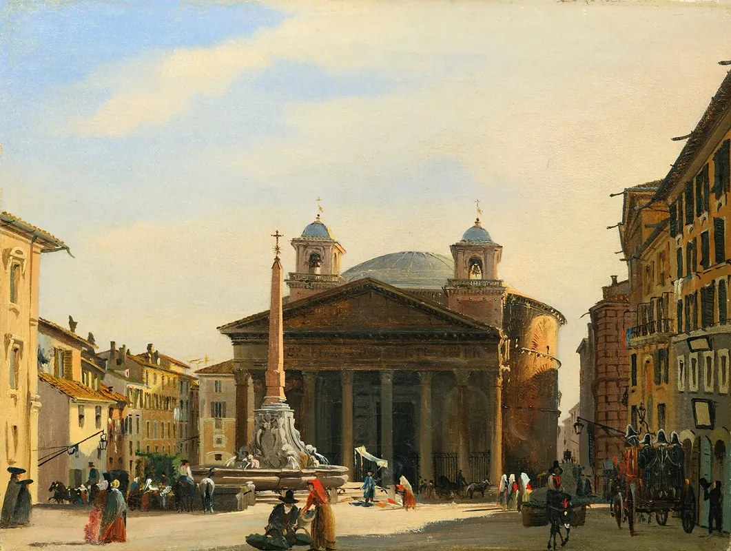 The Pantheon Rome by Ippolito Caffi - Canvas Print