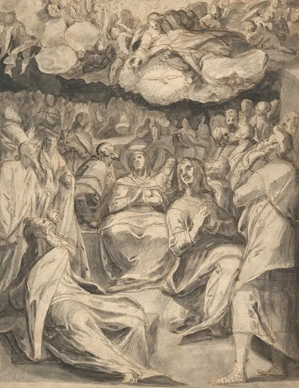 The Pentecost 5 by Master of the Egmont Albums - Canvas Print