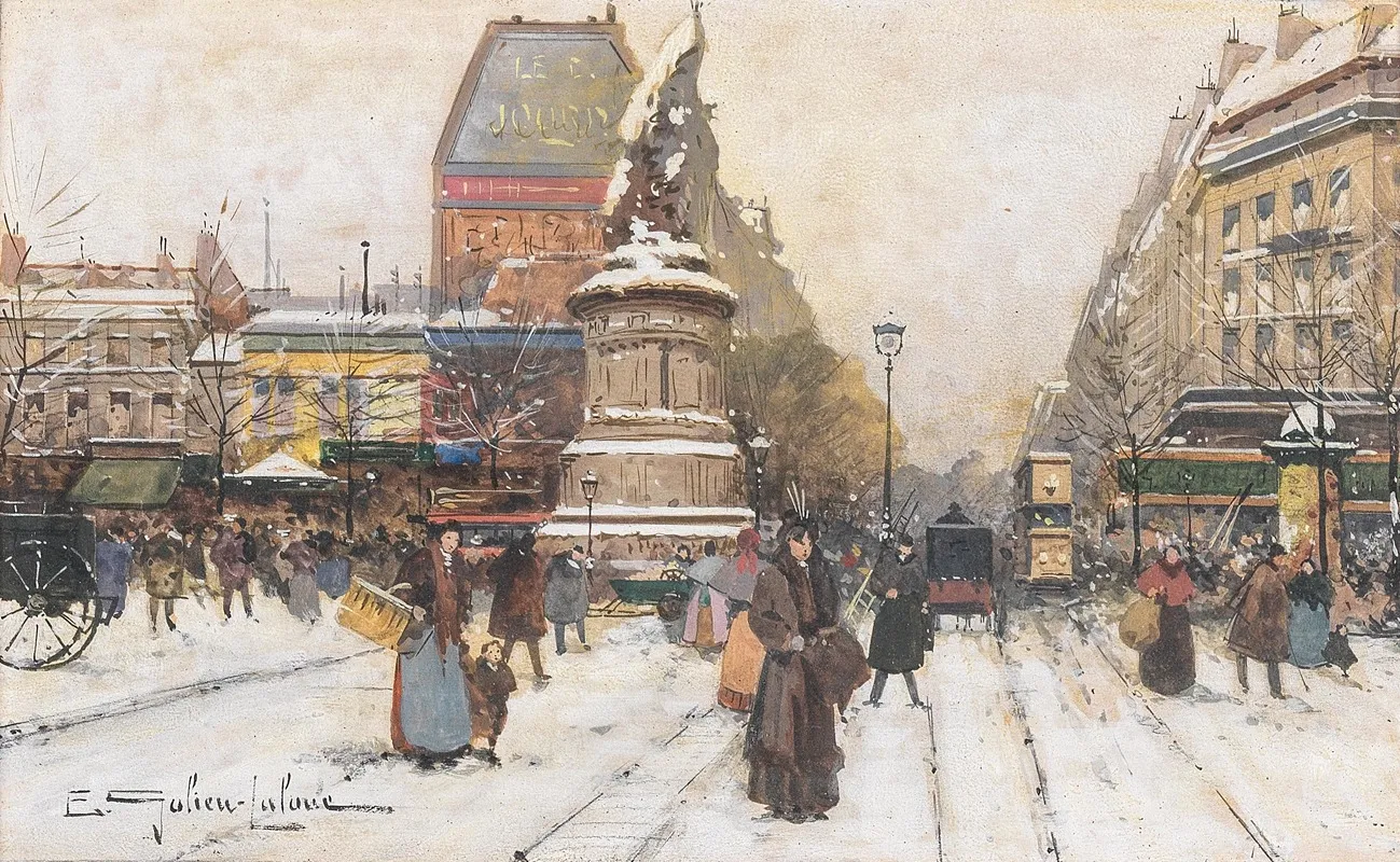 The Place De Clichy In Snow Paris