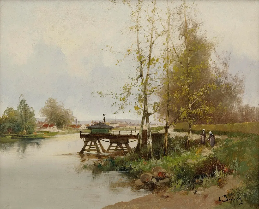 The Pond At The Edge Of The Village by Eugène Galien-Laloue - Canvas Print