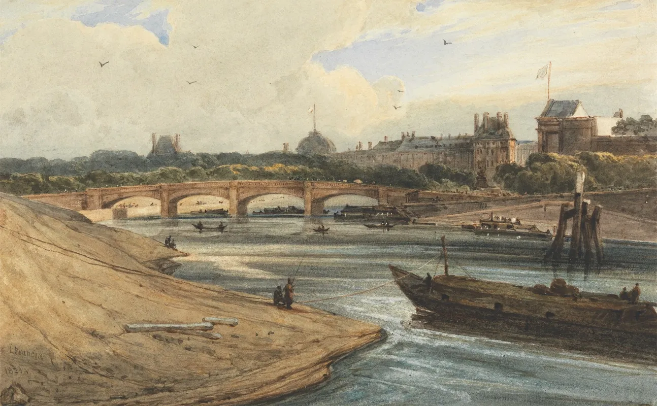 The Pont De La Concorde And Tuileries Palace From The Cours La Reine