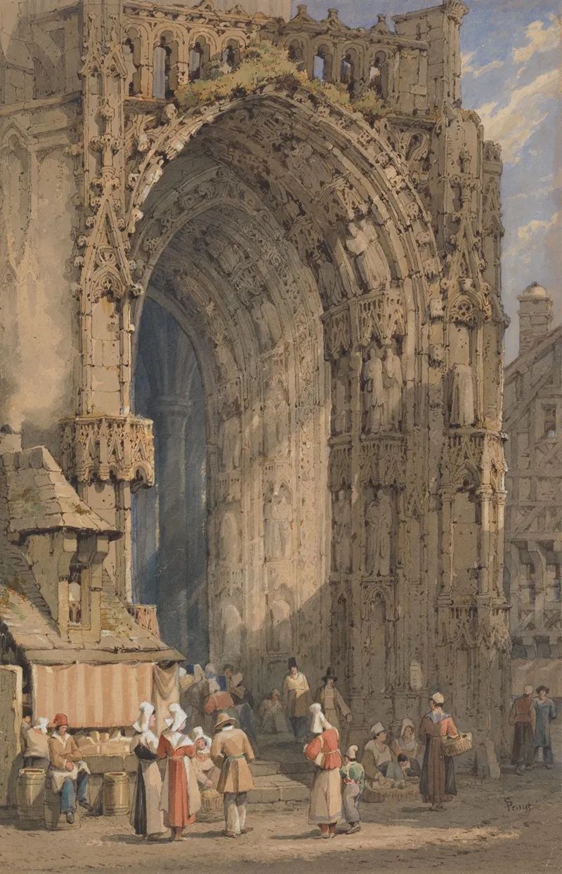 The Porch Reims Cathedral by Samuel Prout - Canvas Print