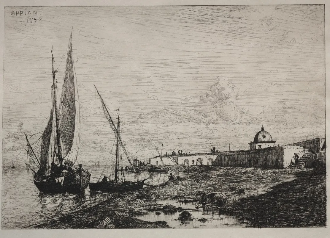 The Port At San Remo by Adolphe Appian - Canvas Print